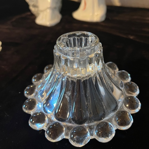 1950's Anchor Hocking Berwick Boopie Clear Glass Candlestick Holders (2) - Picture 4 of 6